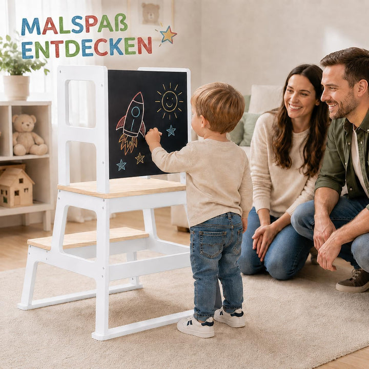 Baby Vivo Lernturm aus Holz - Tower Küche Kindermöbel Learning Tower - Schemel Lerntower für Kinder