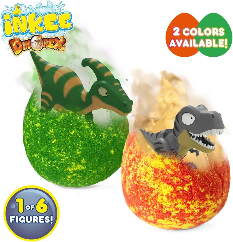 INKEE SURPRISE DINO | 3er Bundle Kinder Badebomben mit Dinosaurier Figuren, 3x Ei-Form Badebomben mi