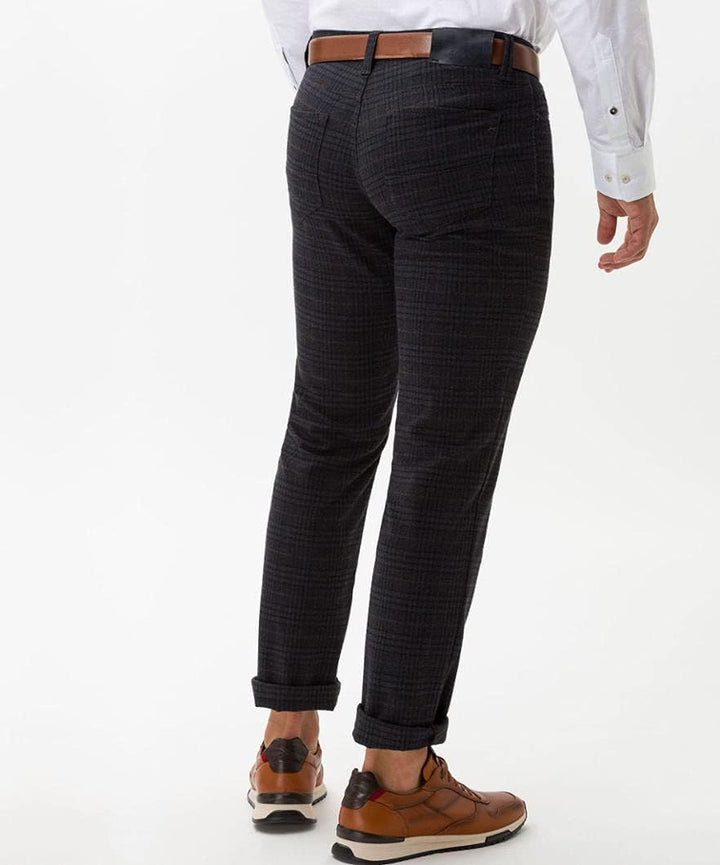 BRAX Herren Jeans Hose Cadiz C Wolloptik Twillstretch Darkblue Kariert 32W / 32L Marine, 32W / 32L M