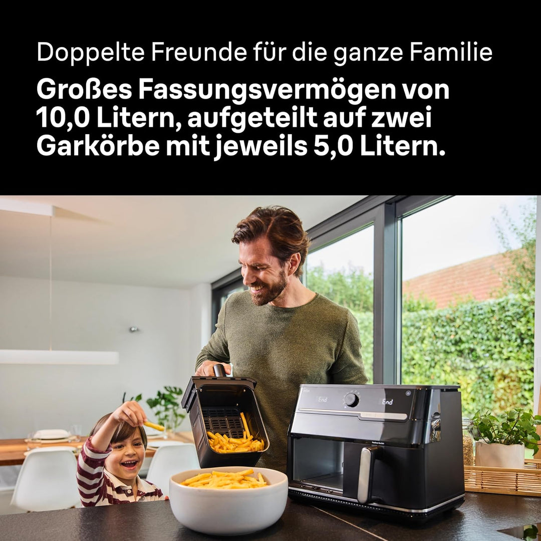 Braun TwinCook 5 – 2-in-1 Heissluftfritteuse 10L, Dual-Zone Airfryer mit Sync &amp; Match Funktion, Real