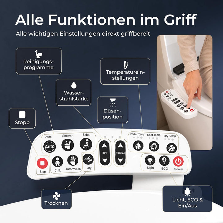 TokyoSeat Japanische Toilette, Dusch WC Aufsatz – Smart Toilet mit Bidet, beheizbarer Toilettenbrill
