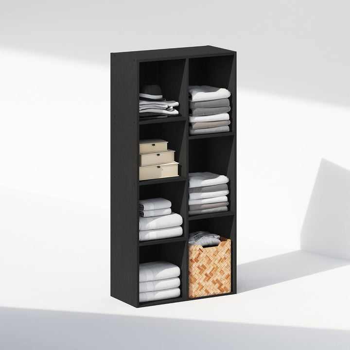 Furinno Reed Mehrzweckschrank und Kleideraufbewahrung, 7 Würfel, offenes Regal, Schwarzholz Schwarzh