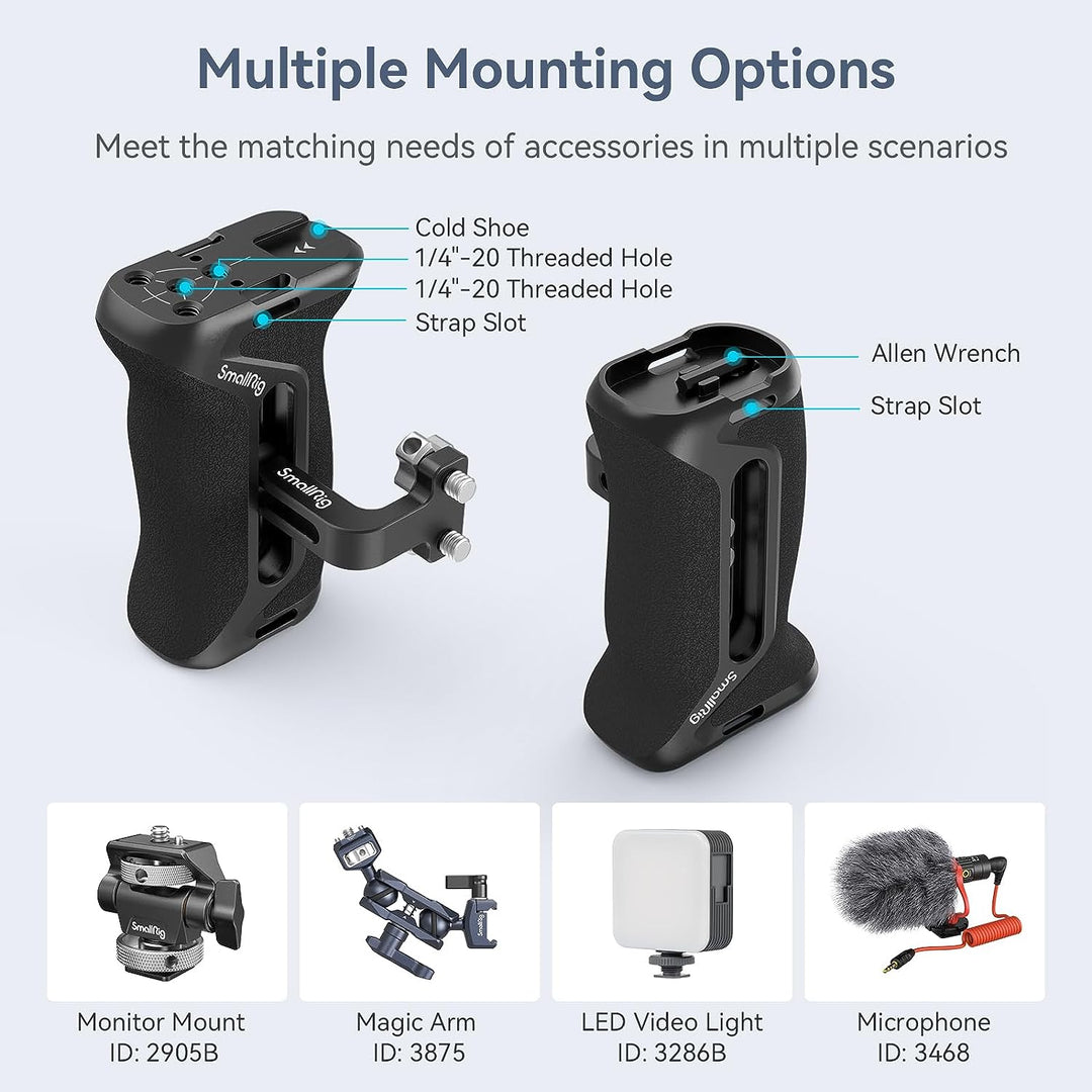 SMALLRIG 1/4" Seitengriff für Kamerakäfige, Aluminium Side Handle mit integriertem 1/4"-20 Gewindelo