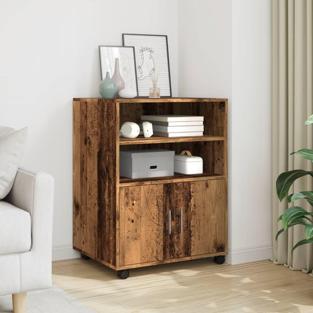 vidaXL Rollschrank Altholz-Optik 60x48x81 cm Holzwerkstoff, Altholz