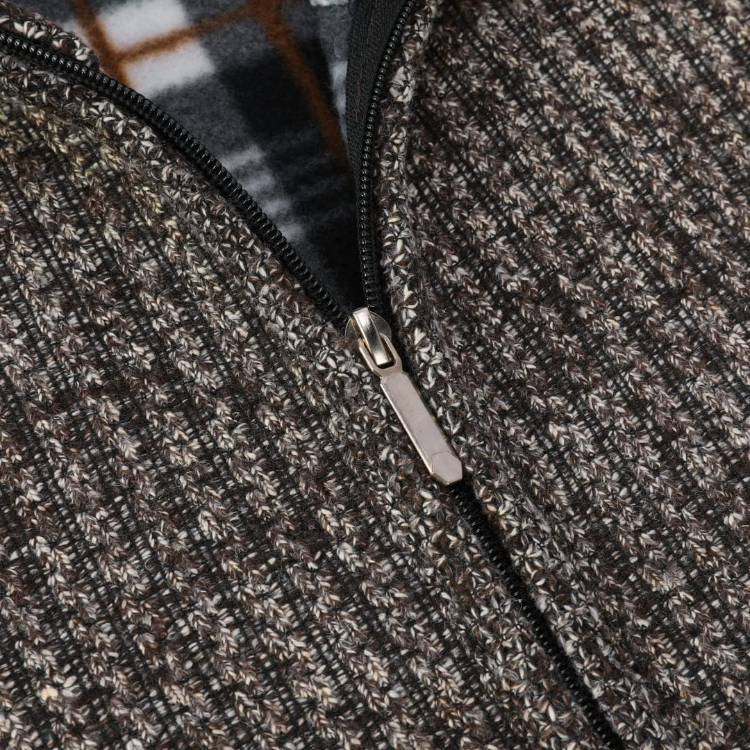 Allthemen Herren Cardigan Grobstrick Reissverschluss Strickjacke mit Stehkragen Winter Pollover Knit
