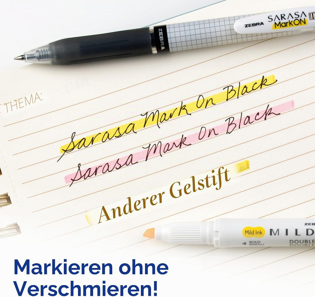 Zebra Pen Sarasa Mark ON Gel-Druckstift, feine Spitze, 0,5 mm, schwarze Tinte, 12 St ck