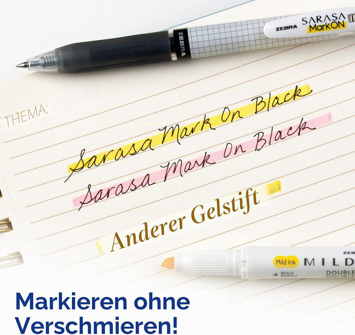 Zebra Pen Sarasa Mark ON Gel-Druckstift, feine Spitze, 0,5 mm, schwarze Tinte, 12 St ck