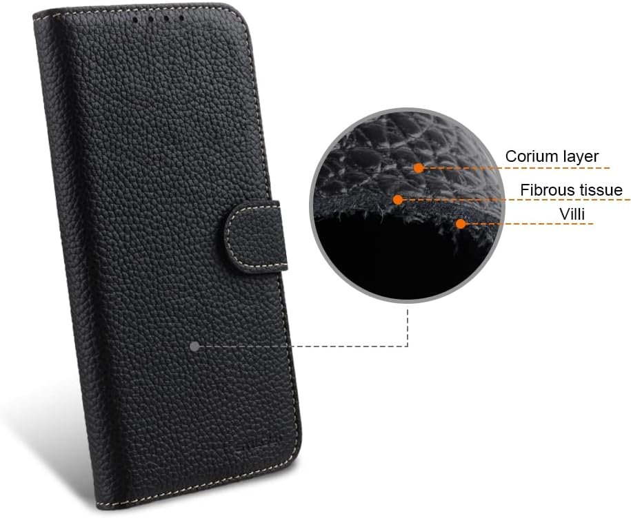 STILGUT Talis kompatibel mit iPhone 14 Plus (6.7") Hülle mit Kartenfach aus Leder, Flip Cover, Handy