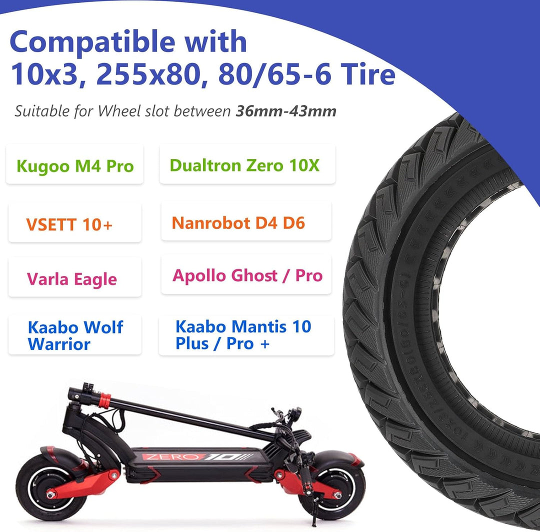 80/65-6 Reifen Vollgummi 255 x 80 Reifen 10 x 3 Ersatzreifen 10 Zoll Vollgummireifen für Joyor Y8-S/