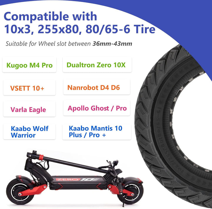 80/65-6 Reifen Vollgummi 255 x 80 Reifen 10 x 3 Ersatzreifen 10 Zoll Vollgummireifen für Joyor Y8-S/