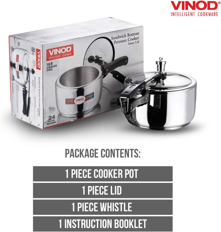 Vinod Pressure Cooker 3 Liter Edelstahl Schnellkochtopf, induktionsgeeignet hochwertiger Dampftopf z