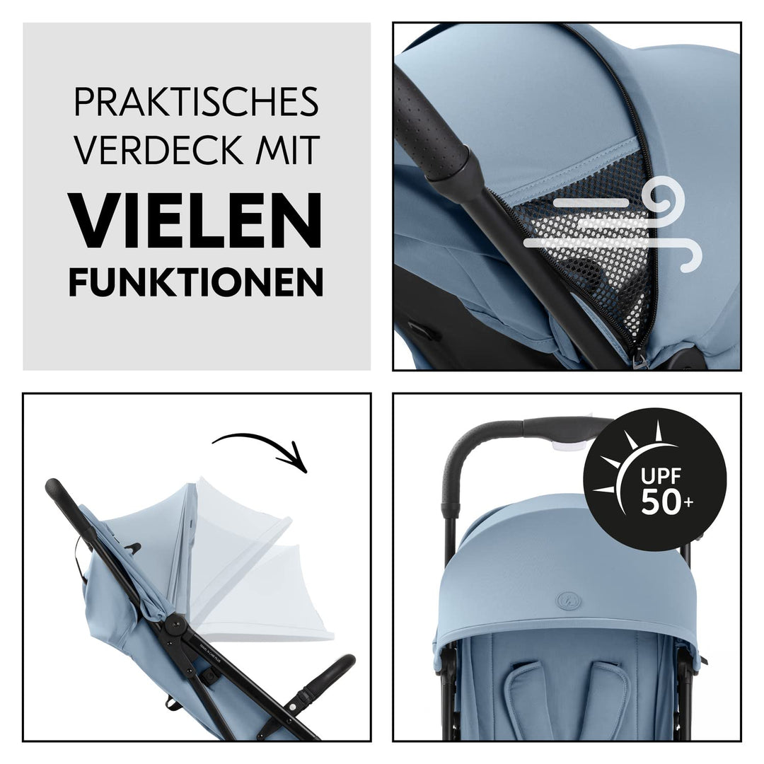 hauck Travel N Care Plus, Dusty Blue - Reisebuggy für Kinder ab Geburt bis 22 kg mit Liegefunktion &