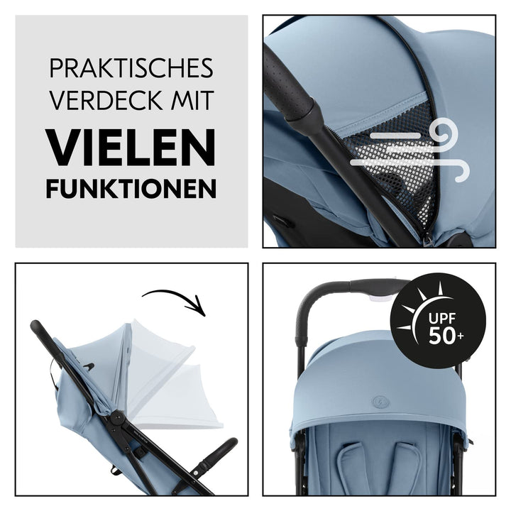 hauck Travel N Care Plus, Dusty Blue - Reisebuggy für Kinder ab Geburt bis 22 kg mit Liegefunktion &