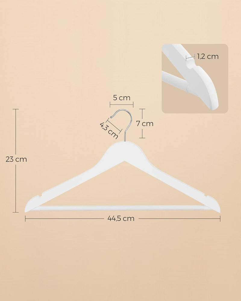 SONGMICS Kleiderbügel Holz, 20er Set, Bügel aus Massivholz, Einkerbungen im Schulterbereich, rutschf