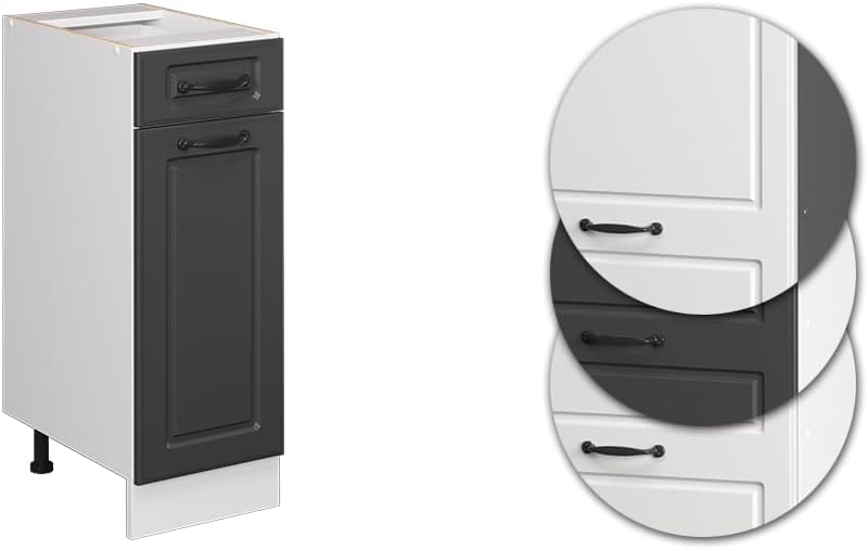Vicco Küchenunterschrank R-Line, Anthrazit Landhaus/Weiss, 30 cm ohne Arbeitsplatte