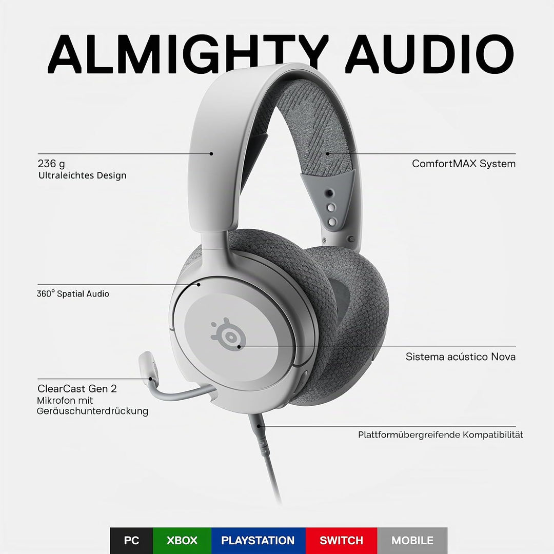 SteelSeries Arctis Nova 1 Multi-System-Gaming-Headset – HiFi-Treiber – 360° räumliches Audio – Komfo