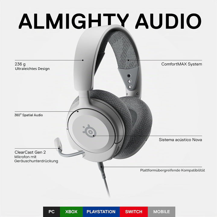 SteelSeries Arctis Nova 1 Multi-System-Gaming-Headset – HiFi-Treiber – 360° räumliches Audio – Komfo