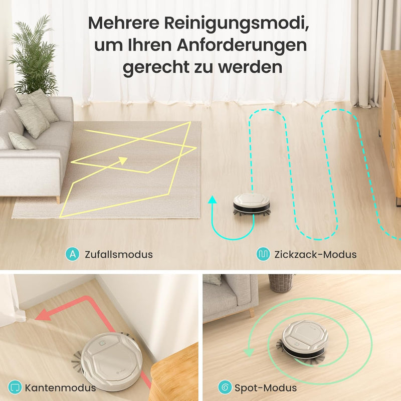 LEFANT M210P Saugroboter, Superschlank Staubsauger Roboter, 2200 Pa Saugkraft, 120 Min Laufzeit, WLA