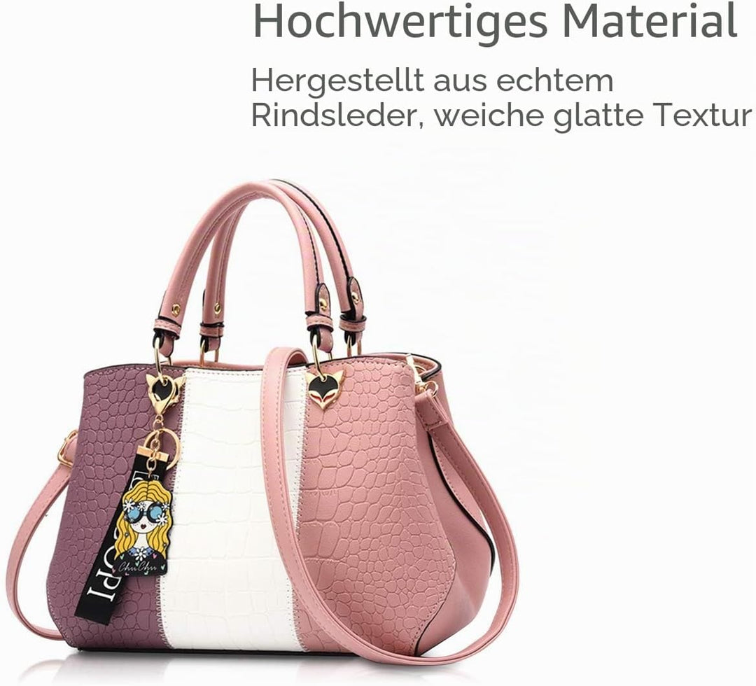 NICOLE & DORIS 2024 Neue Frauen Tasche Damen Leder Handtasche Mode Umhängetasche Mit Pompon abnehmba