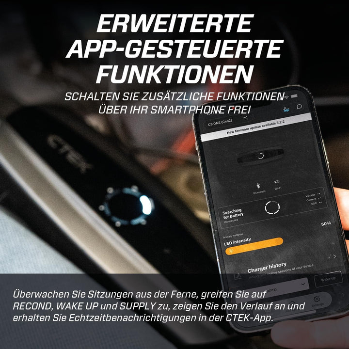 CTEK CS ONE (Gen 2) mit WLAN, 12-V-Smart-Batterieladegerät und -Erhaltungsladegerät mit App-Steuerun