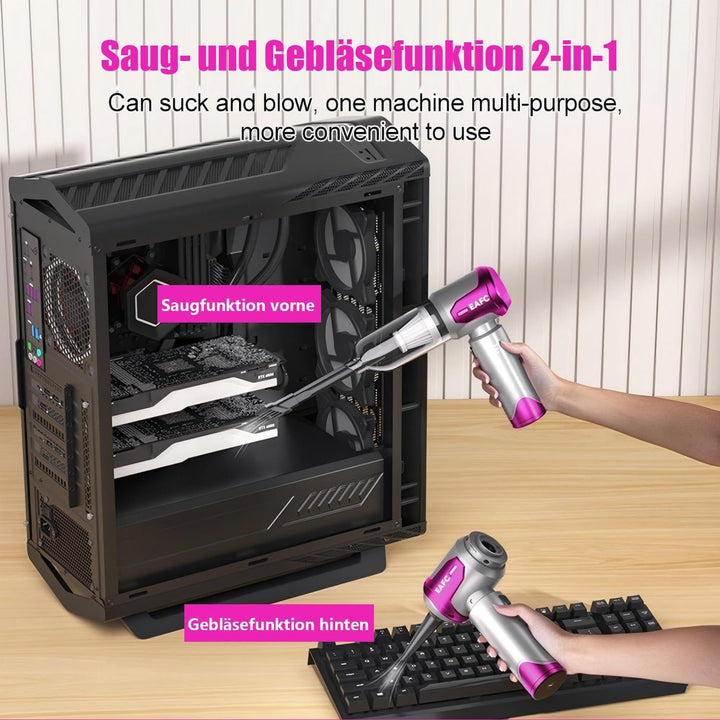 Kabelloser Handstaubsauger 16000Pa, 2-in-1 Staubsauger & Blaser mit 6000mAh Akku, Type-C, Tierhaare