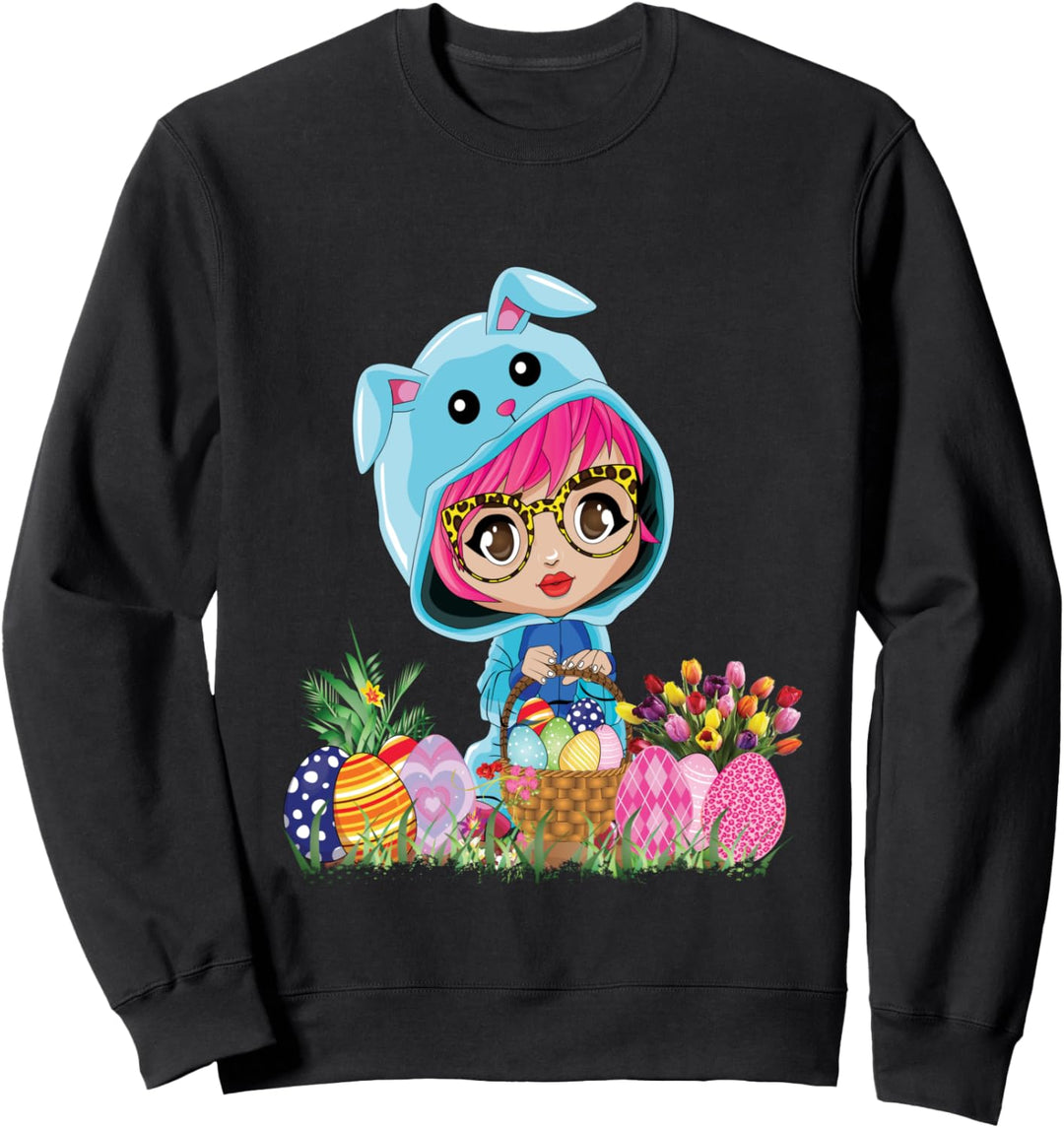 Easter Bunny Ears Anime Merch Japanese Cute Manga Teen Girls Sweatshirt