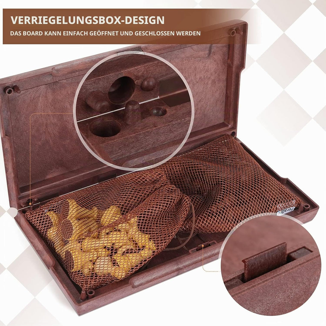 Peradix Schachspiel Magnetisch Dame Spiel 2 in 1, 30x30 cm Einklappbar Schachbrett Schach mit Aufbew