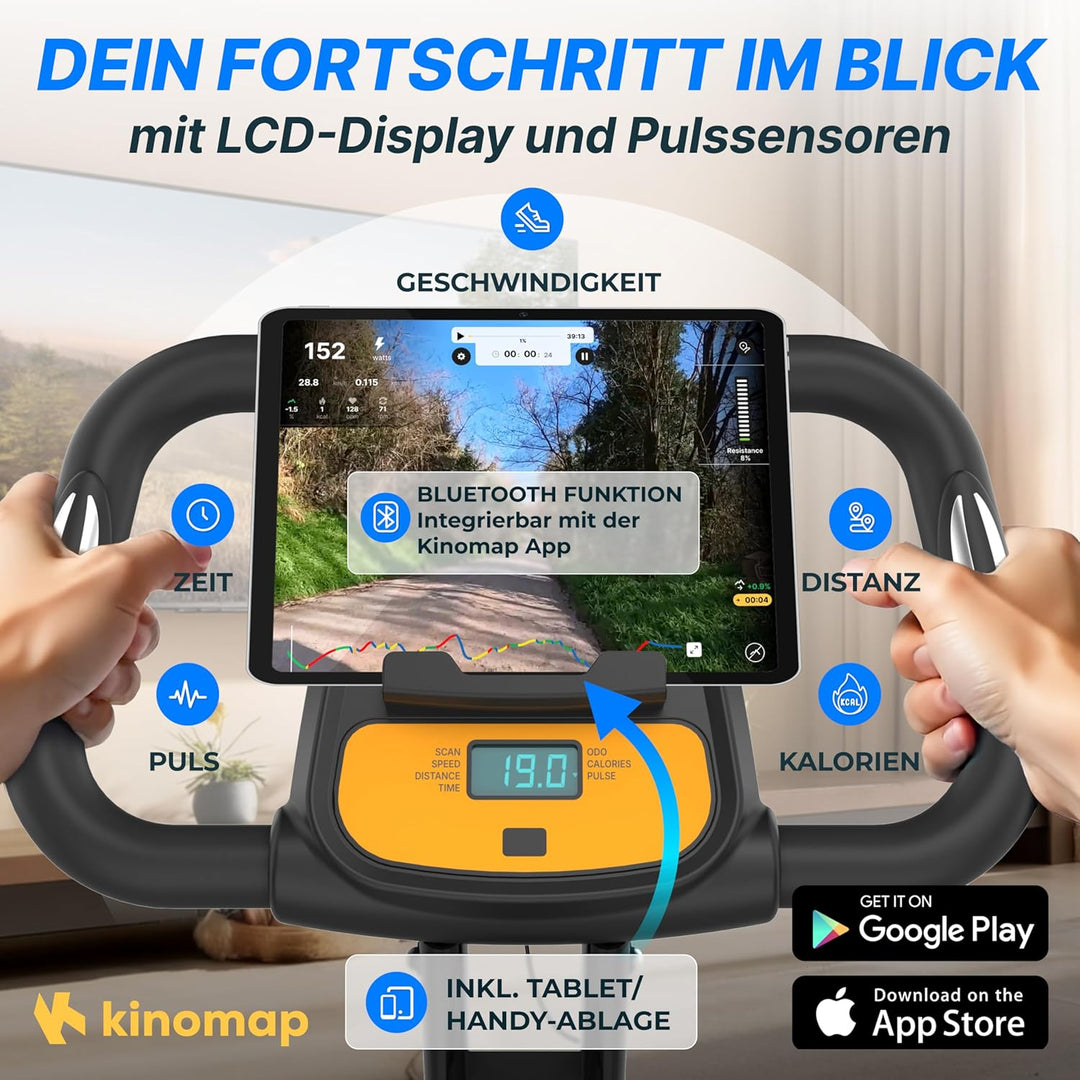Ultrasport F-Bike Pro Heimtrainer Fahrrad Klappbar I Hometrainer Fahrrad Klappbar bis 150 KG mit Kom