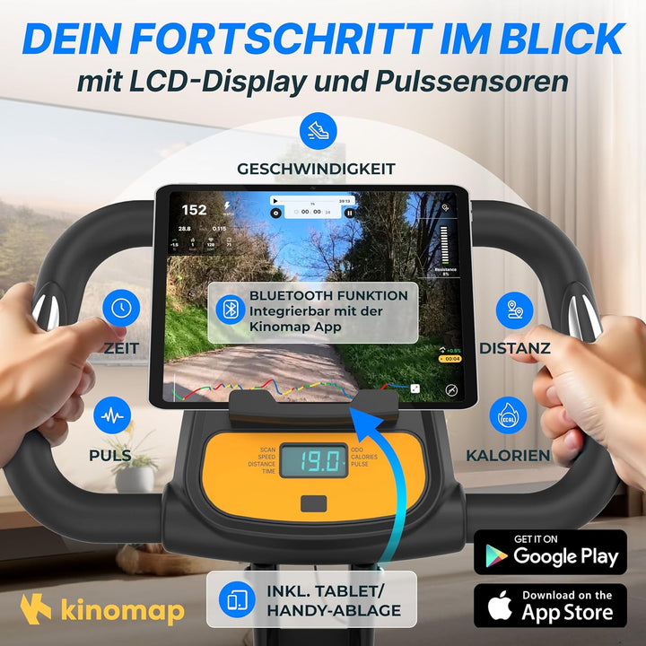 Ultrasport F-Bike Pro Heimtrainer Fahrrad Klappbar I Hometrainer Fahrrad Klappbar bis 150 KG mit Kom