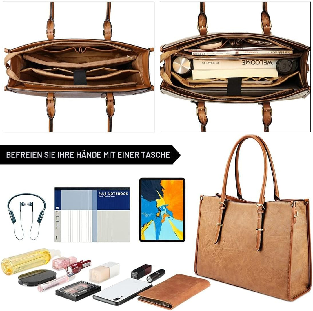 NUBILY Handtasche Damen Shopper Damen Gross Umhängetasche Laptoptasche 15.6 Zoll PU Leder Aktentasch