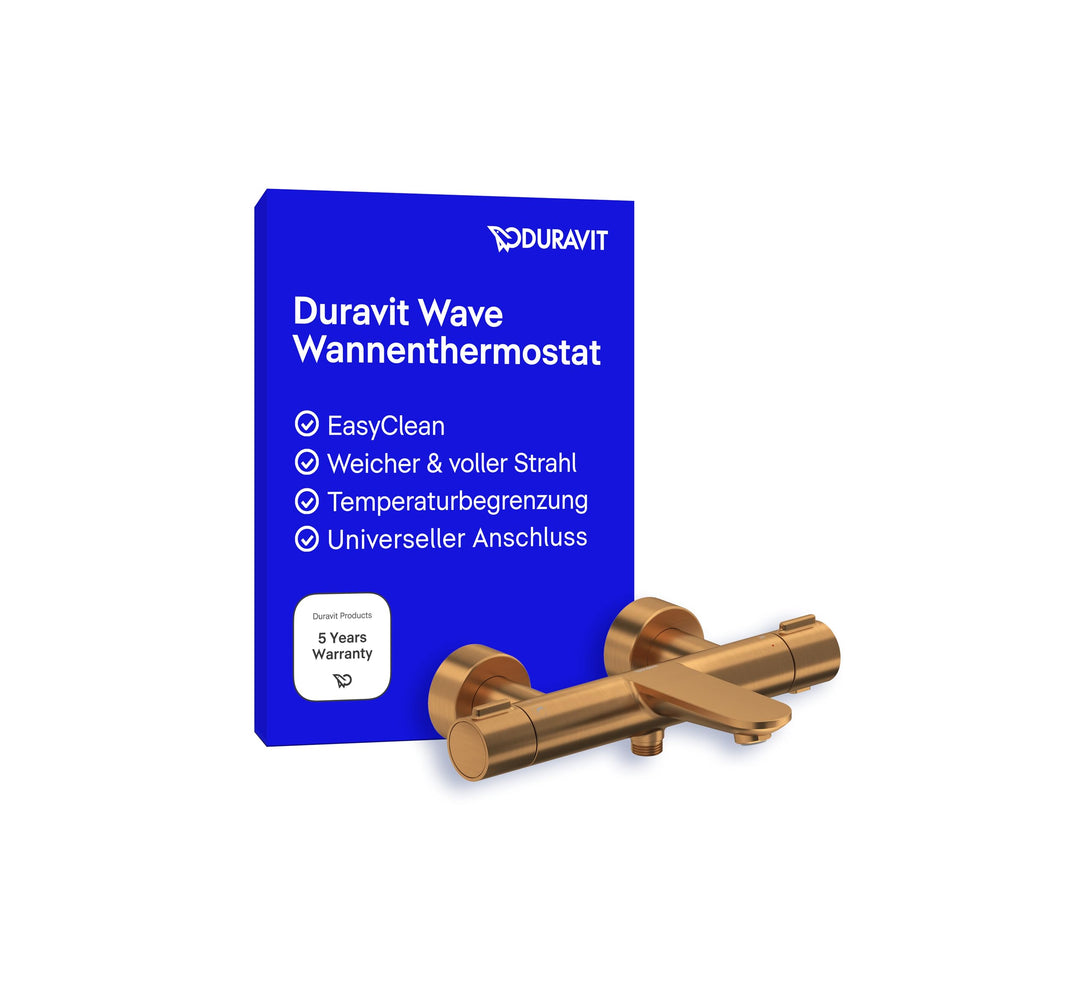 Duravit Wave Wannenarmatur Aufputz für 2 Verbraucher mit Umstellventil, Wannenthermostat mit Keramik