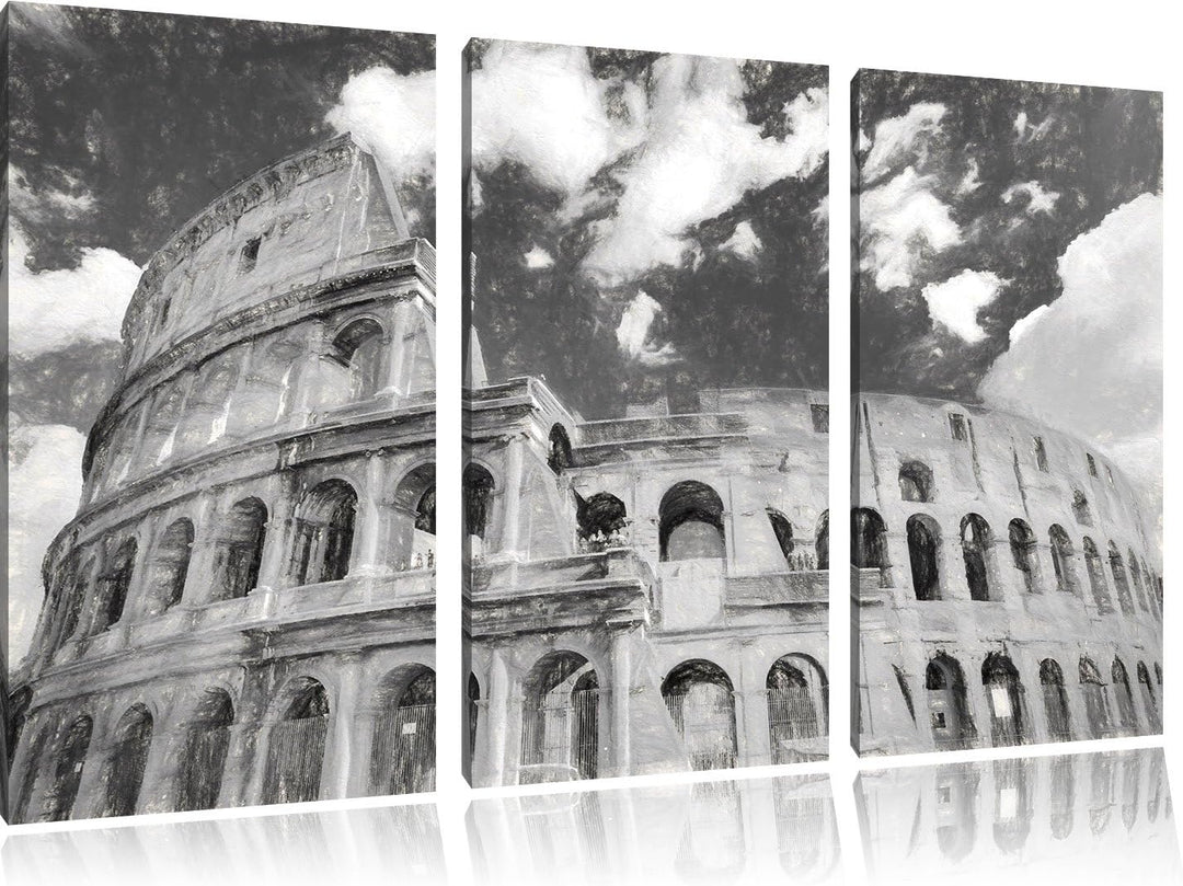 Pixxprint Colosseum als Leinwandbild/Grösse: 3 Teilig (120x80) cm/Wandbild/Kunstdruck/fertig bespann