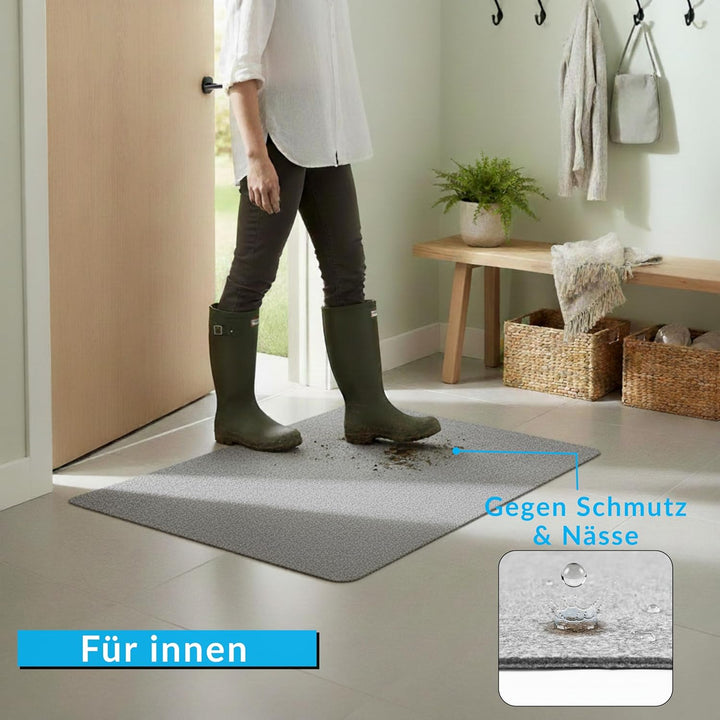 cocofy Fussmatte dünn 2 mm extra flach 60x90 cm, Schmutzfangmatte dünn innen, dünne Fussmatte aus Fi