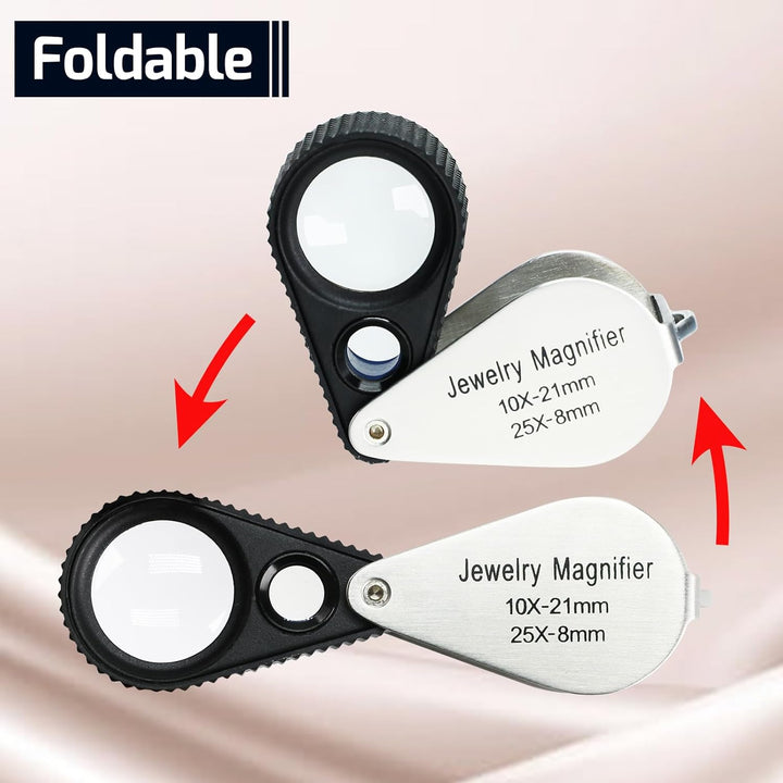 Doppellinse mit 10- und 25-facher Vergrösserung 21-mm- und 8-mm-Linsen aus optischem Glas Edelstahlg