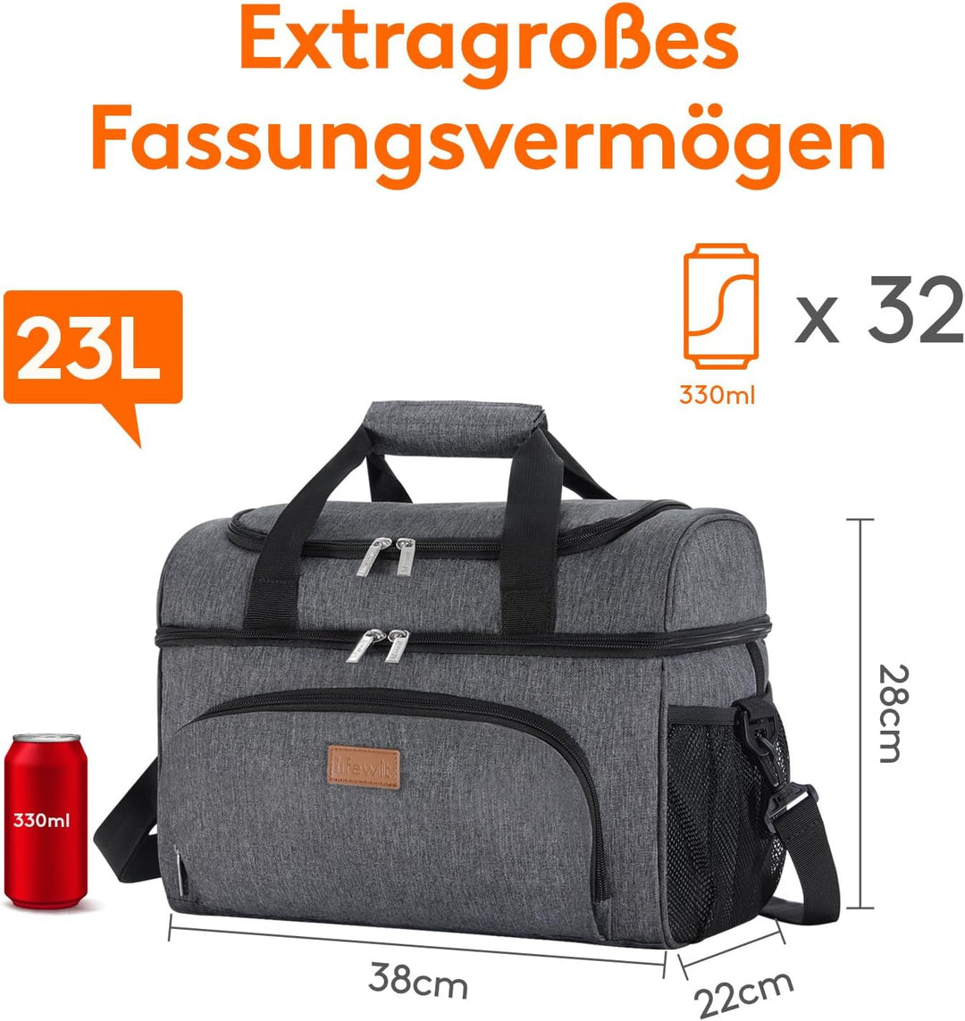 Lifewit Grosse Kühltasche 23L, Kühlbox Faltbar, Isolierte Lunch Tasche, Leichte, Tragbare Kühltasche