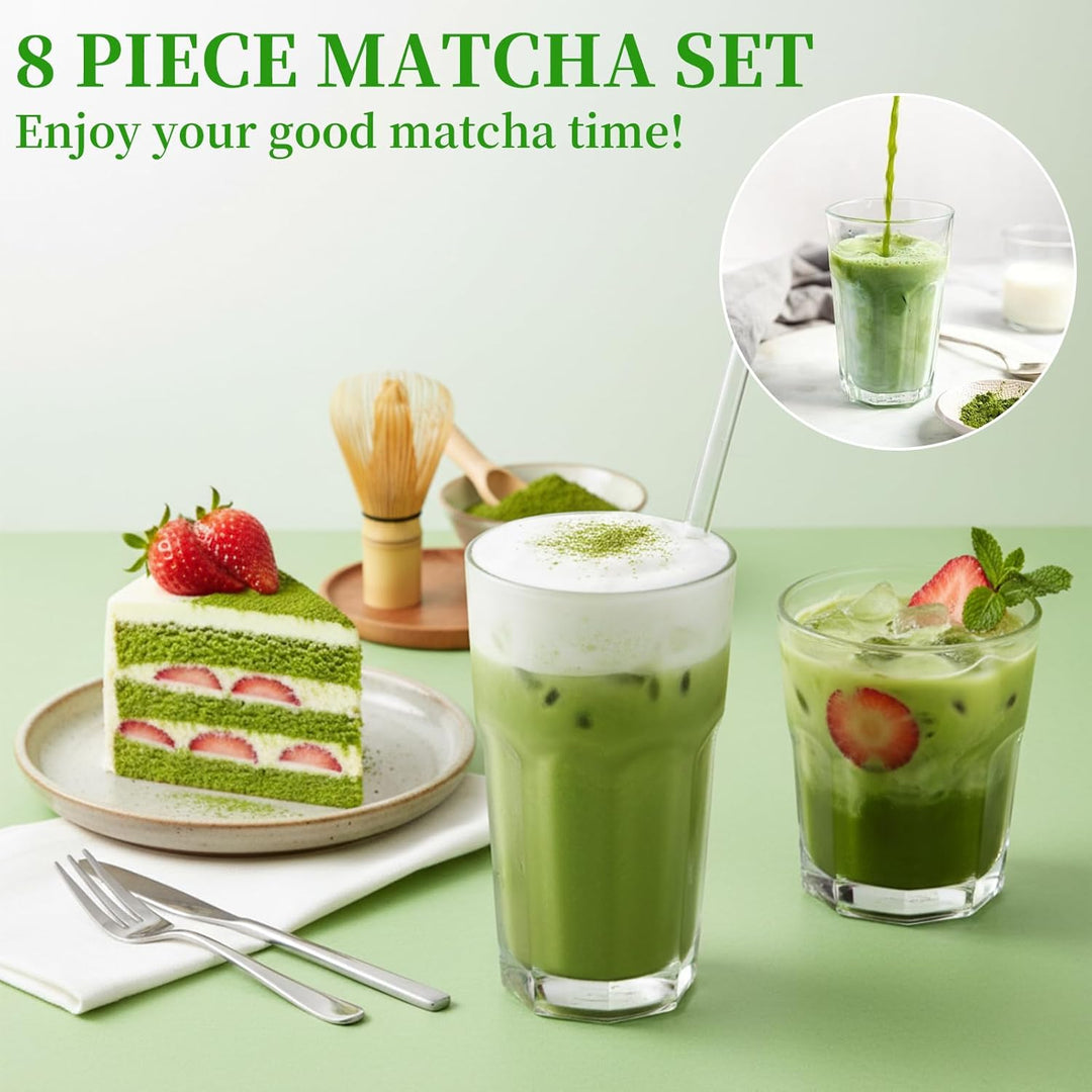 Matcha Set 8 Stück Matcha Besen Set Matcha Tea Set, Matcha Schale Chasen Matcha Löffel Sieb Teetuch