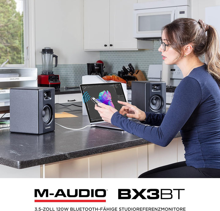 M-Audio BX3BT 3,5" Studio-Monitore mit Bluetooth High-Definition Monitor Lautsprecher Boxen für Reco
