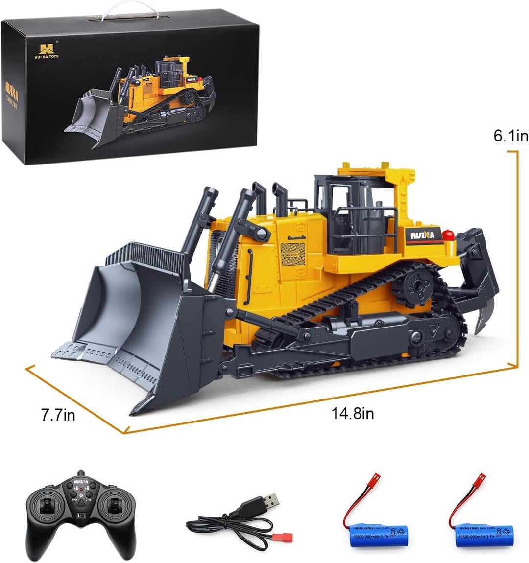 fisca Ferngesteuerter Bulldozer, RC 1/16 Voll funktionsfähiges Baufahrzeug Ferngesteuerter Schwerer