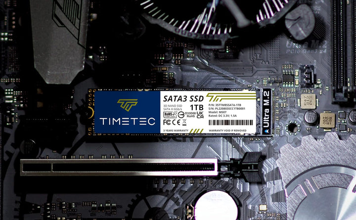 Timetec 1TB SSD 3D NAND TLC SATA III 6 Gb/s M.2 2280 NGFF 512 TBW Lesegeschwindigkeit Bis zu 530 MB/
