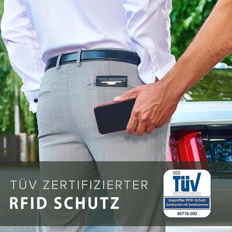 TRAVANDO Geldbörse Herren Geldbörse mit Geldklammer TÜV RFID Zertifiziert Wallet mit Münzfach 10 Kar