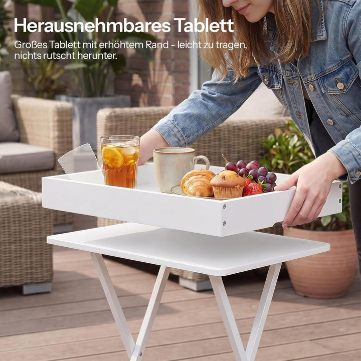 HOOBRO Beistelltisch, Klappbarer Nachttisch, Couchtisch, Faltbarer TV-Tablett zum Essen, Snack-Abend