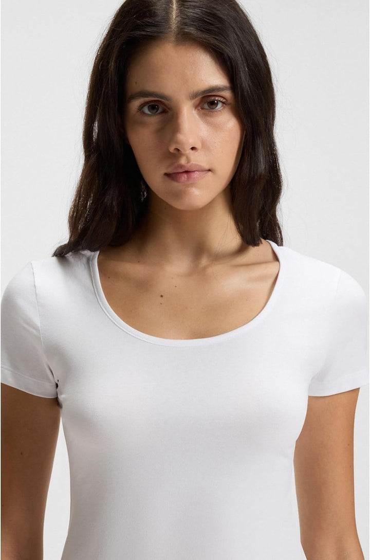 HUGO Damen Twin T-Shirt RN Zweier-Pack T-Shirts aus Stretch-Baumwolle mit Logos XS White100, XS Whit