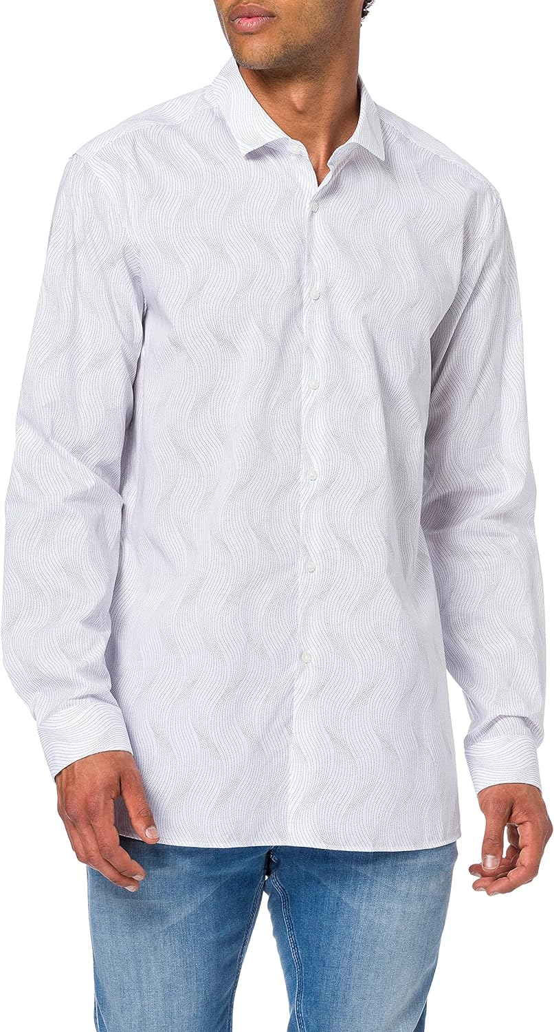 HUGO Herren Erondo 10233723 01 Hemd, Open White199, 40
