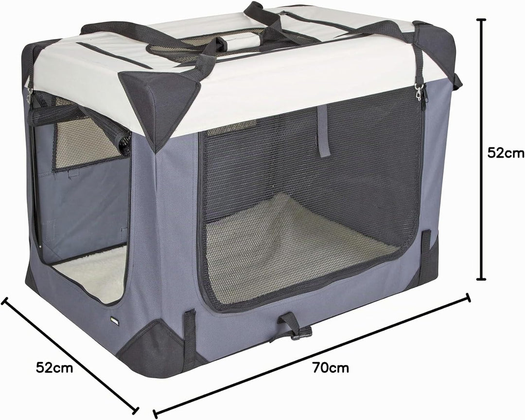 Kerbl 80597 Transportbox Journey, 70 x 52 x 52 cm, grau/beige Grau/Beige L 70 x B 52 x H 52 cm, Grau