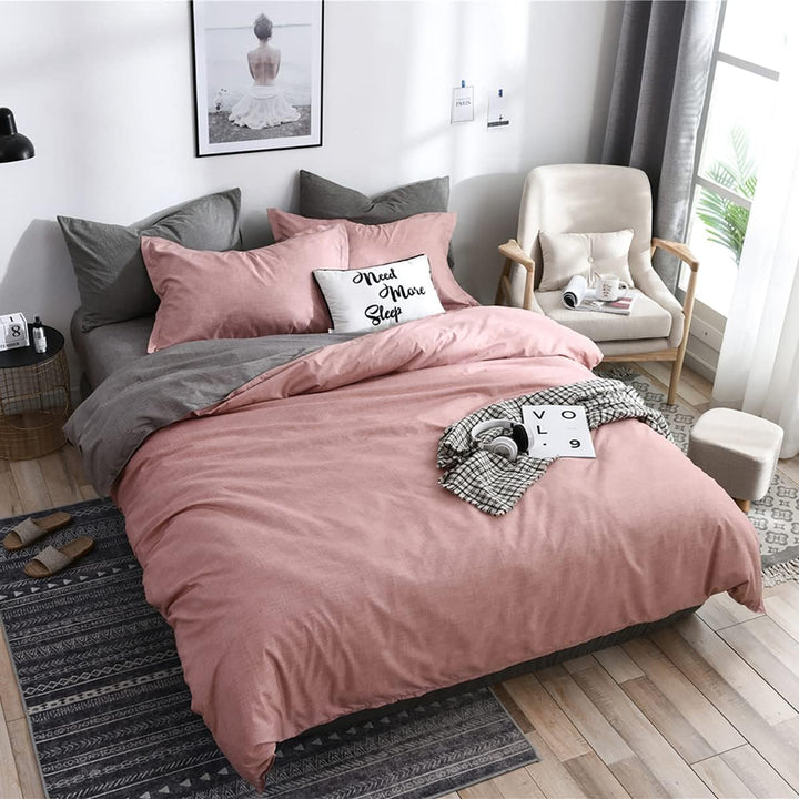Bettwäsche 135x200 Rosa Grau Bettbezug Bettwäsche-Sets und Kissenbezug 80x80 cm Mikrofaser Altrosa G