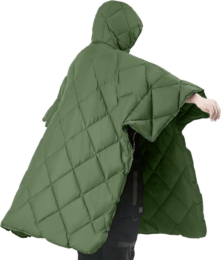 ATEPA Camping Poncho Decke & Tragbarer Schlafsack – Ultraleichte Warme Outdoor Decke Aus Recycelten