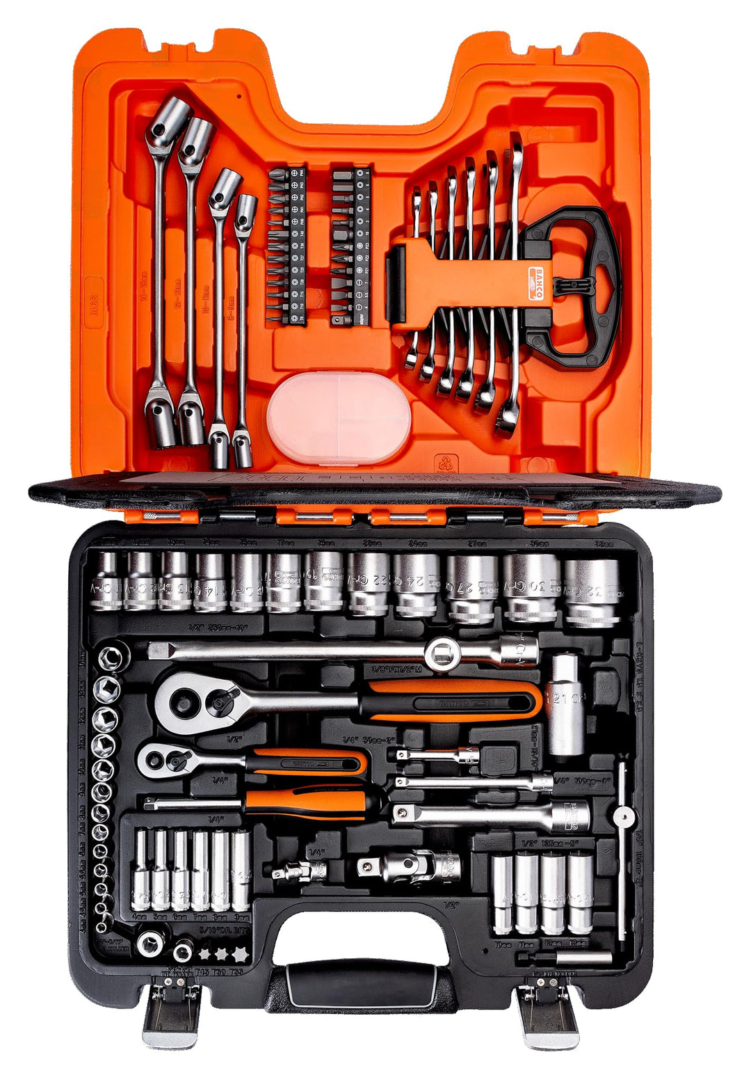 Bahco S910 Steckschlüsselsatz CV. 92tlg.0,6 cm (0,25 Zoll) u. 1/2Zoll f.4KT-Antrieb 1 Bunt, 1 Bunt