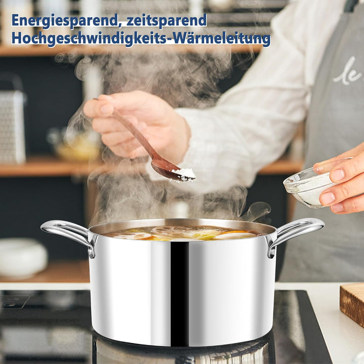Joyfair Kochtöpfe, 20cm Kochtopf Suppentopf mit Glasdeckel, 3,3L Premium 3-Lagiger Edelstahl Fleisch