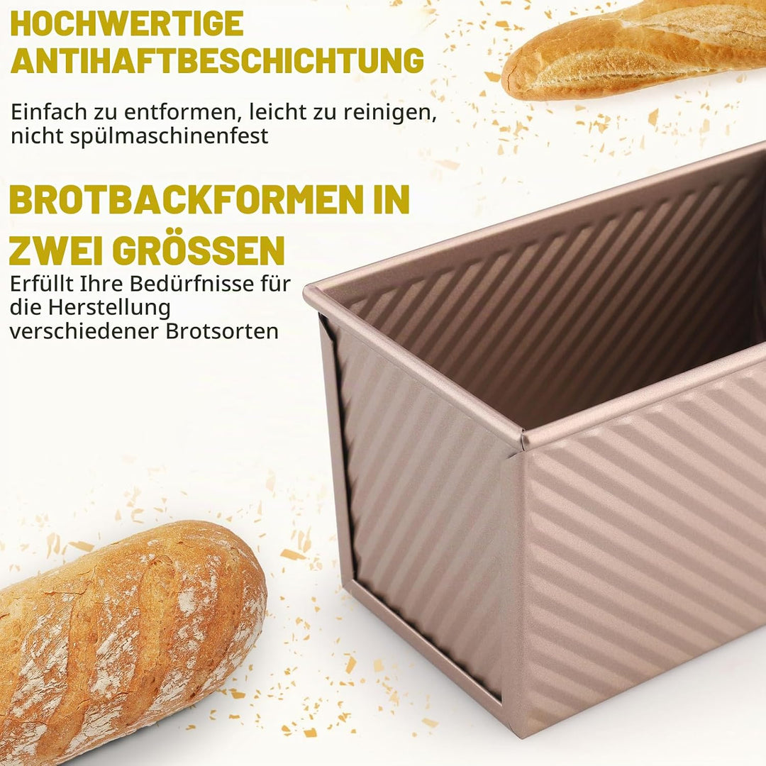 4PCS Brotbackform mit Deckel Set Toast Brot Backform Kastenform Antihaft Toastform mit Deckel inkl P