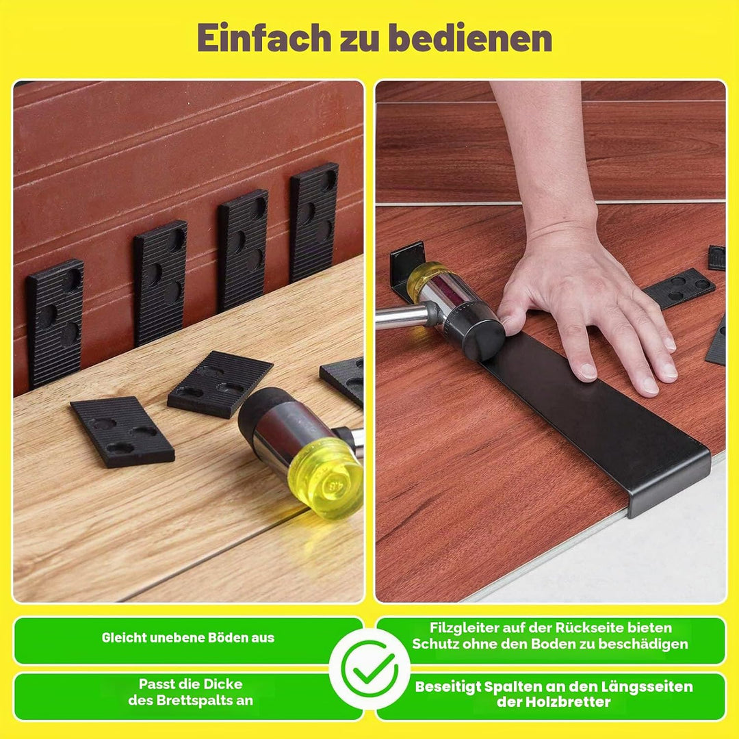 43 Stück Laminatboden Verlegeset mit 40 Montagekeilen &amp; Schlagklotz und Zugeisen, 26cm Doppelseitige